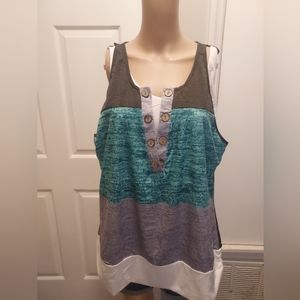 New Grey and teal green sleeveless blouse